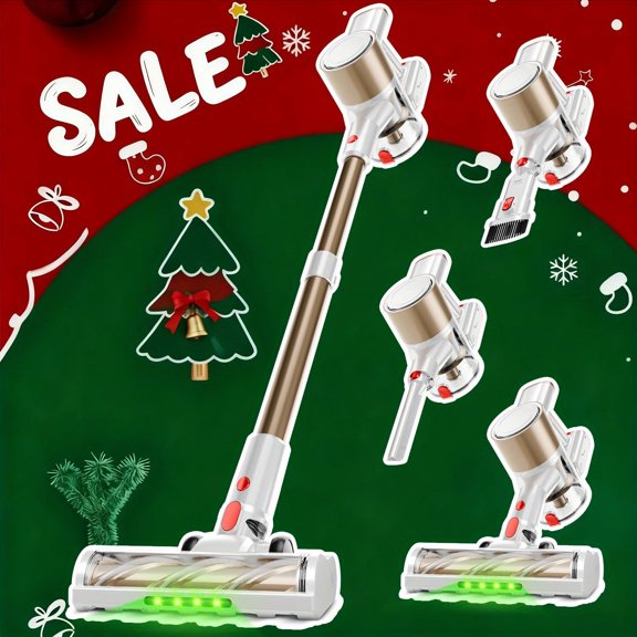 55-70KPa Vertical Vacuum Cleaner, 3-Speed, 45 Mins Runtime, Detachable Battery, LED Floor Brush, Lightweight Handheld for Pet Hair Carpet Floor.