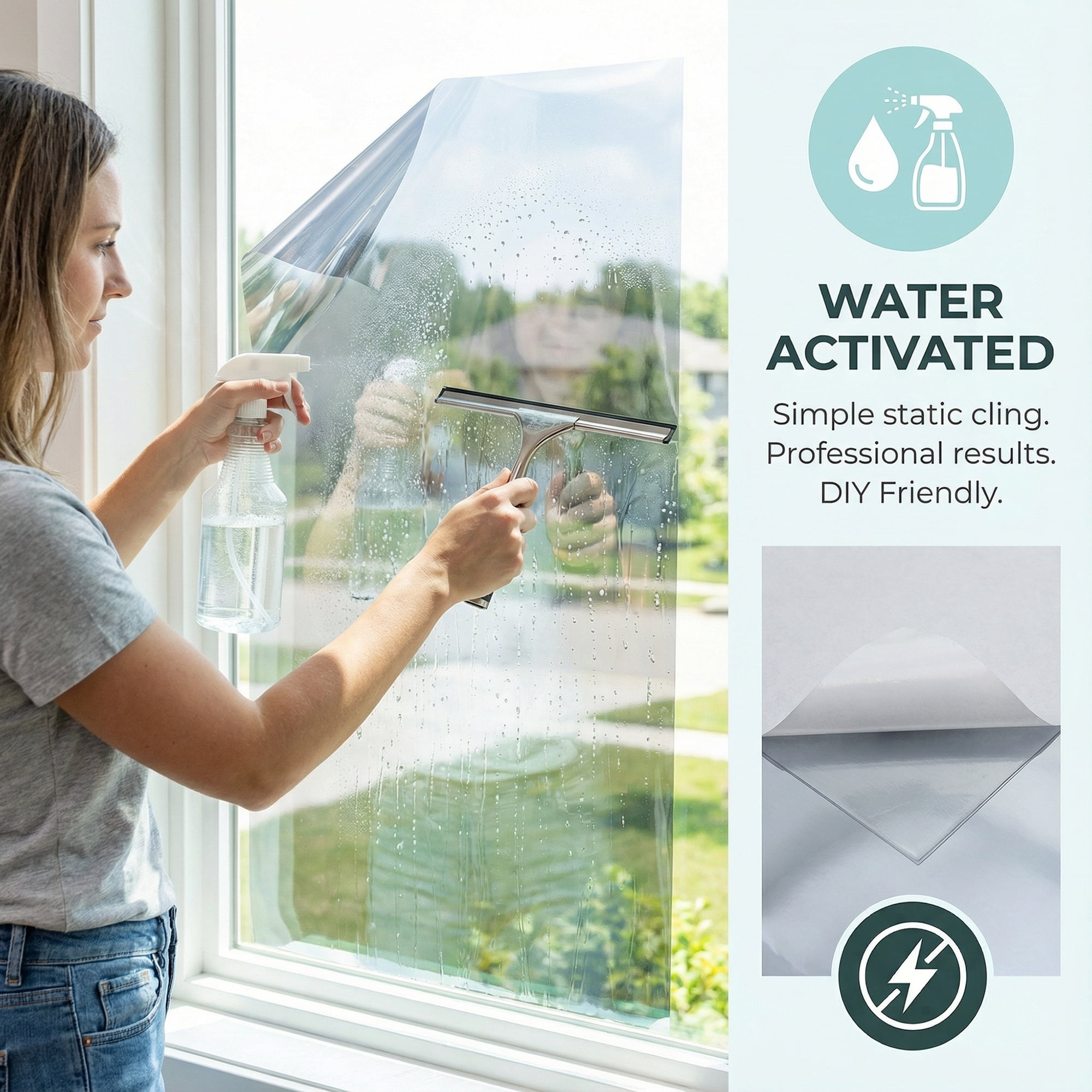 Unique Bargains Heat Control Static Cling Privacy Window Film Silver 39.4" x 23.6"
