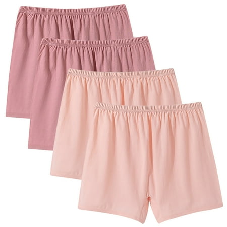 Ashirexll 4PC Underwear Women Pack Plus Size Sleep Shorts for Elderly Women Plus Size Cotton Boxer Panties Casual Loose Elastic Waist Shorts Pink A 3XL
