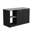 thumbnail image 2 of Juniper Kitchen Island With Large Top Surface, Double Door Cabinet, And Open Shelves Black Ibiza Marble Black Ivory Dining Room Modern Rectangular Stationary Kitchen Islands Particle Board Medium 40, 2 of 8