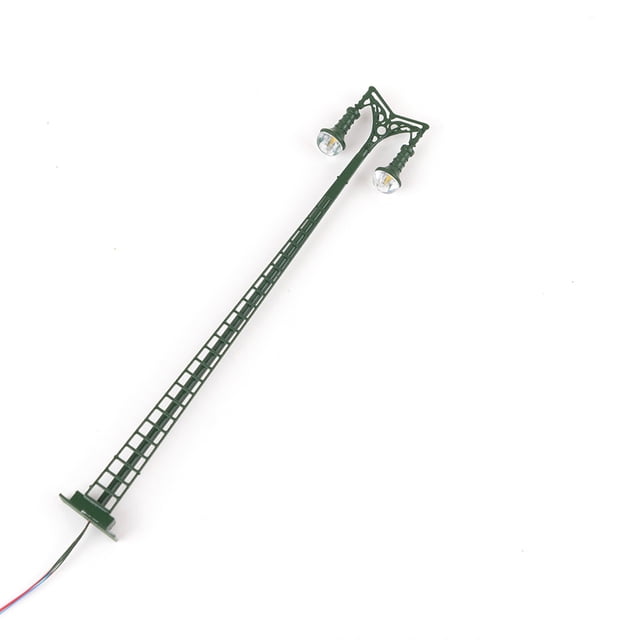 Ounissouiy Modelo de poste de luz de tren con escalera, decoraciones de patio, luz LED de vía férrea, lámpara de pista de cabezas, accesorios de Artesanía Verde (Luz Cálida) Ounissouiy HA064665-06