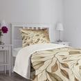 thumbnail image 2 of Ambesonne Brown Quilted Bedspread Set 2 Pcs, Watercolor Autumnal Branches, Twin Size, Cream Pale Caramel, 2 of 4