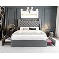 thumbnail image 6 of King Size Bed Frame with Adjustable Headboard, Upholstered Platform Bed Frame with Wooden Slats Support, No Box Spring Needed, Non-Slip, Noise-Free, Easy Assembly, Black, 6 of 9