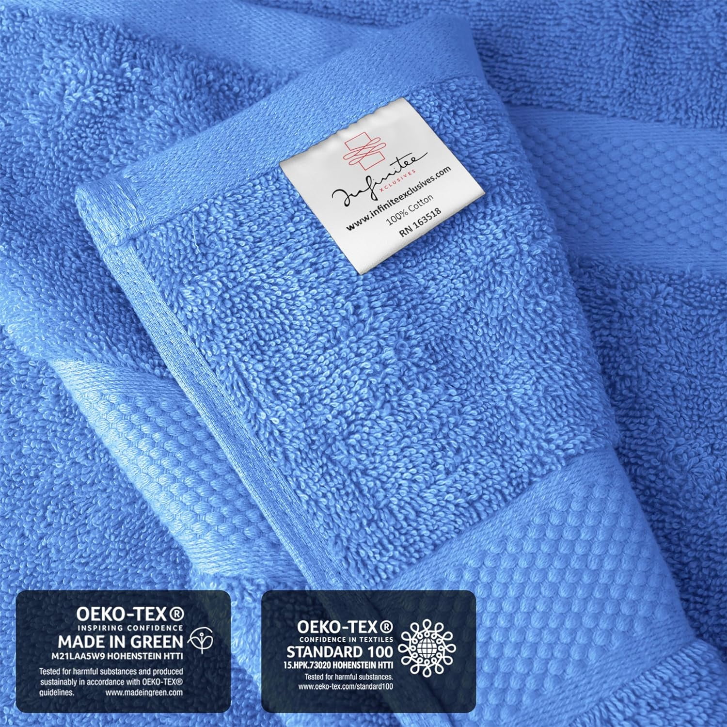 Infinitee Xclusives Premium Blue Bath Sheets Towels for Adults - Pack of 2 - Large Bath Towels 35x70