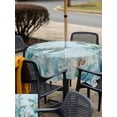 thumbnail image 4 of Outdoor Tablecloth with Umbrella Hole & Zipper, Teal Blue Sea Turtle Coastal Square Tablecloth 60x60 Inch, Nautical Beach Eucalyptus Coral Patio Table Cover Waterproof Table Cloth for Picnic/Party, 4 of 7