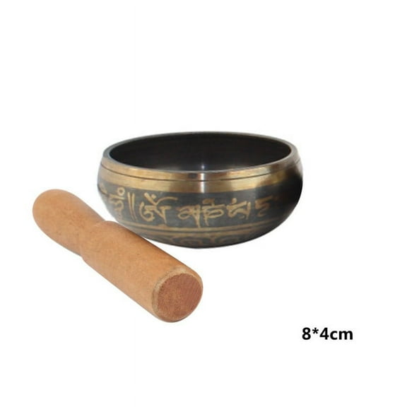 Brass Tibetan Singing Bowl Bowl with Wooden Mallet for Prayer Yoga Buddhist Meditation Spiritual Healing
