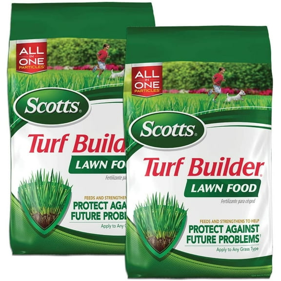 Scotts Turf Builder Lawn Food, 12.5 lb. - Lawn Fertilizer Feeds and Strengthens Grass to Protect Against Future Problems - Build Deep Roots - Apply to Any Grass Type - Covers 5,000 sq. ft., 2-Pack