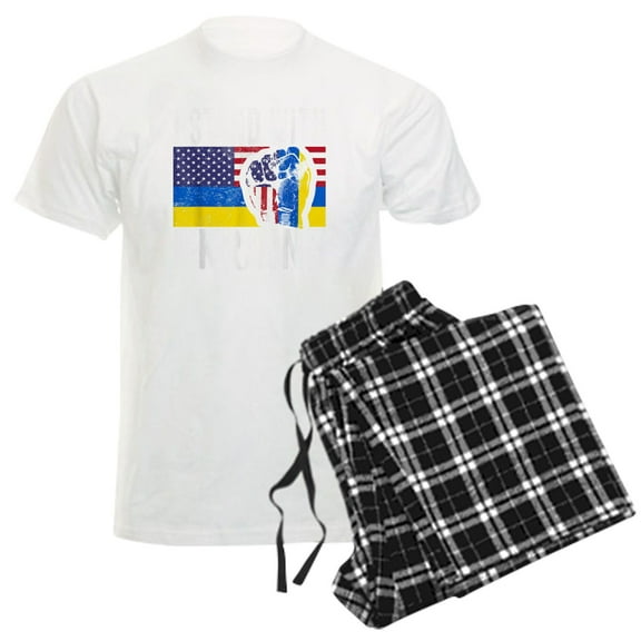 CafePress - I Stand With Ukraine Flag American Flag Su Pajamas - Men's Light Loose Fit Cotton Pajama Set