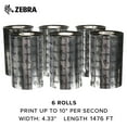 thumbnail image 7 of Zebra Standard Black Wax Ribbon for Thermal Transfer Printers, 1476' x 4.33" - 1" Core - 6 Rolls, 7 of 7
