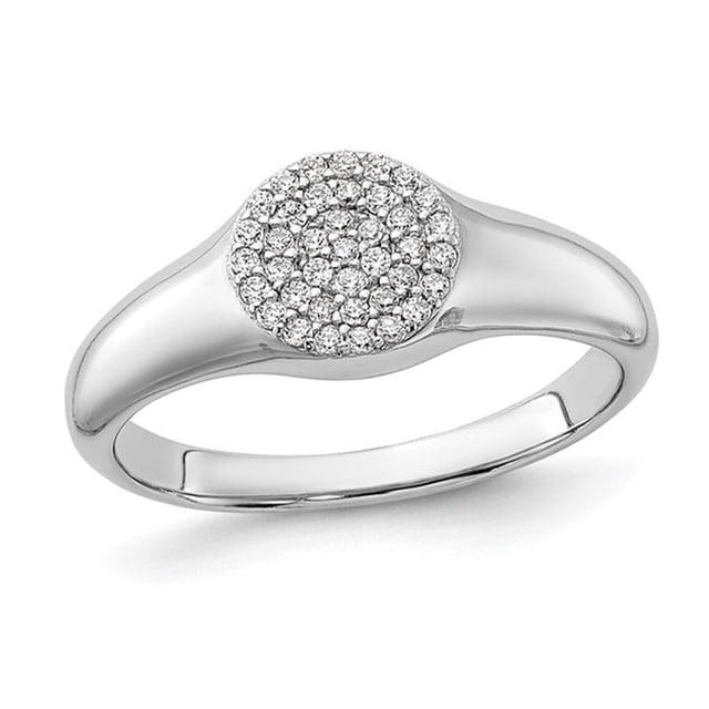 Sterling Silver Circle Ring with Micro Pave Synthetic Cubic Zirconia (CZ)s