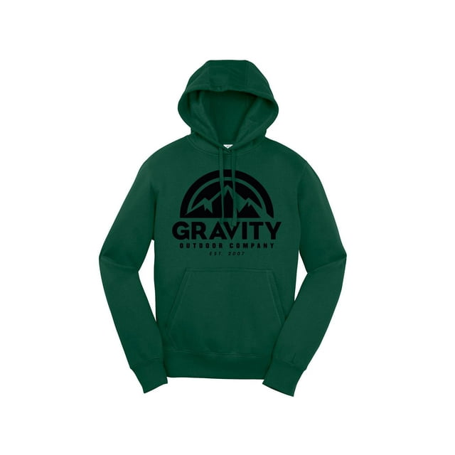 Chandail à Capuchon pour Hommes Gravity Outdoor Co. - Vert Forêt - Logo Noir - TG