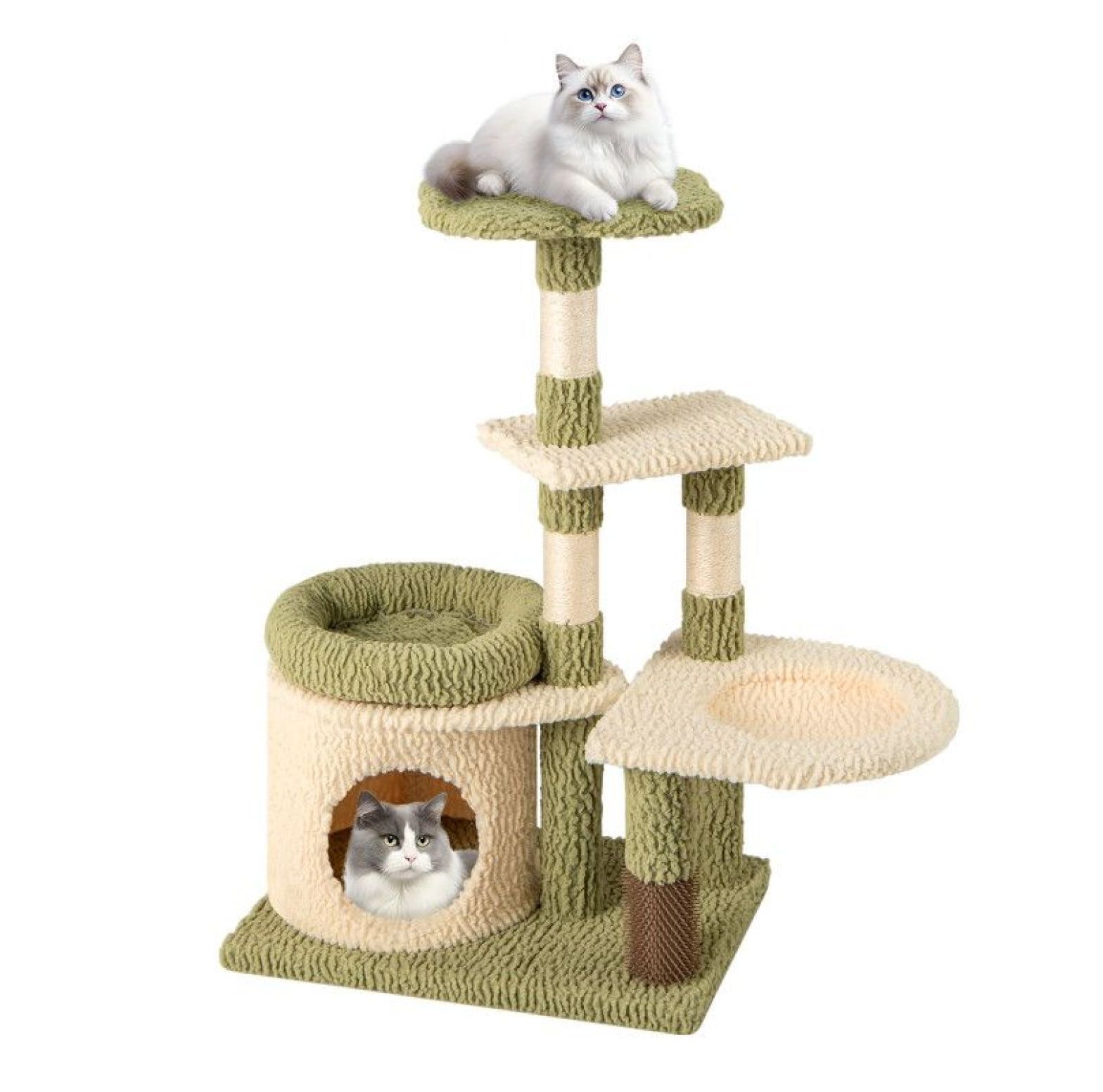 FASCK 38 Inch Tall Aesthetic Kitten Tower, Multi-Level Cat Tree with Condo, Plush Bed & Scratching Posts, Cute Cat Furniture for Indoor Cats