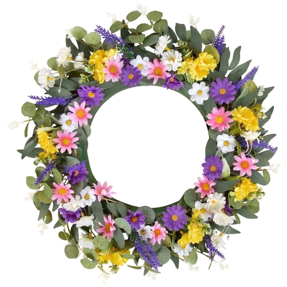 Scidweet Artificial Wreaths for Front Door, 18" Fake Faux Spring Wreaths Indoor Outdoor Porch Hoilday Window Wall Home Decor