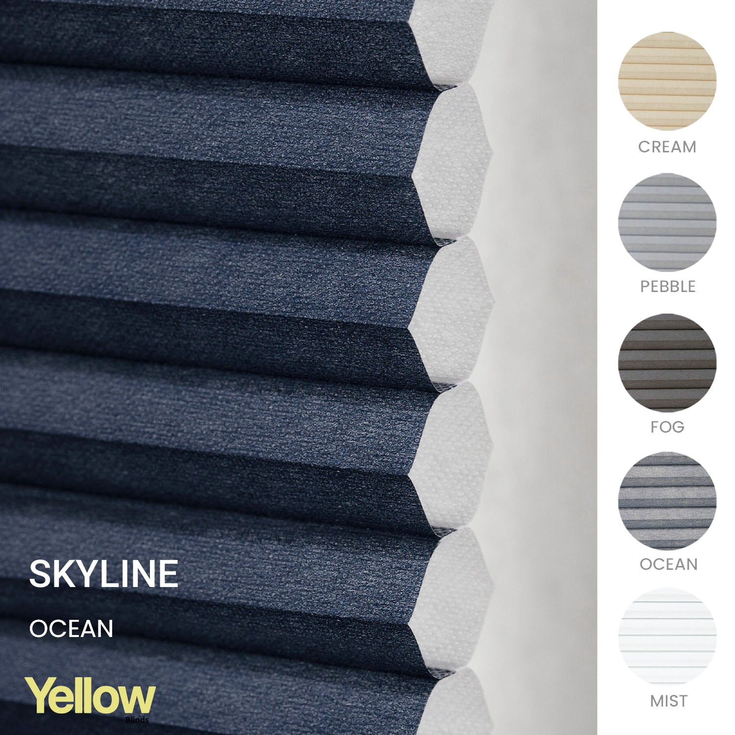 Yellow Blinds Cordless Light Filtering Honeycomb Cellular Shade Skyline Ocean - 65.75"W X 48"H