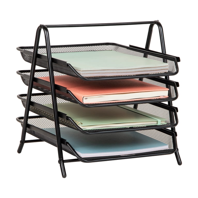 Mind Reader 4-Tier Paper Tray Organizer, Black photo 4