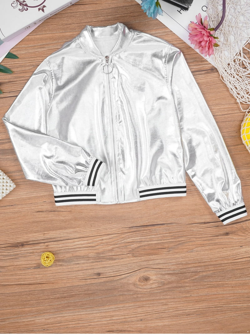 【新品未開封】BUMP Silver Jubilee Jacket Mサイズ Mens Metallic Shiny Bomber Jacket Long Sleeve Zip Up