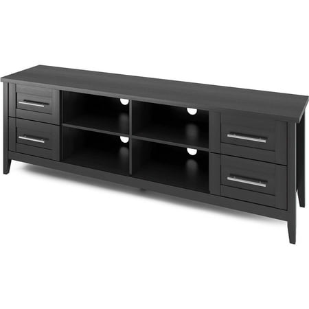 CorLiving - Jackson Wooden Extra Wide TV Stand, for TVs up to 85" - Black Wood Grain