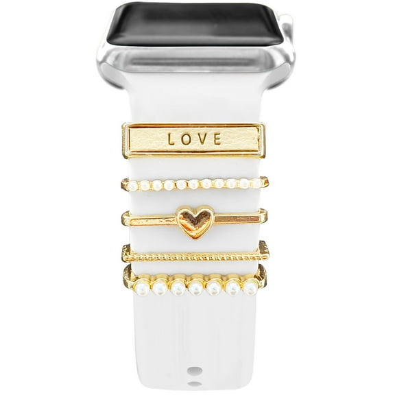 LEIXIUER Decorative Rings Loops Compatible with Apple Watch Silicone Bands Charms 49mm 45mm 44mm 42mm 41mm 40mm 38mm iWatch Series 9 8 7 6 5 4 3 2 1 SE 2 Ultra 2 Diamond Charms Accessories