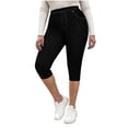 thumbnail image 2 of uublik Womens Pants Capris Stretchy Skinny Pants High Waisted Slimming Jeggings Denim Trousers Pants, Black, 2 of 6