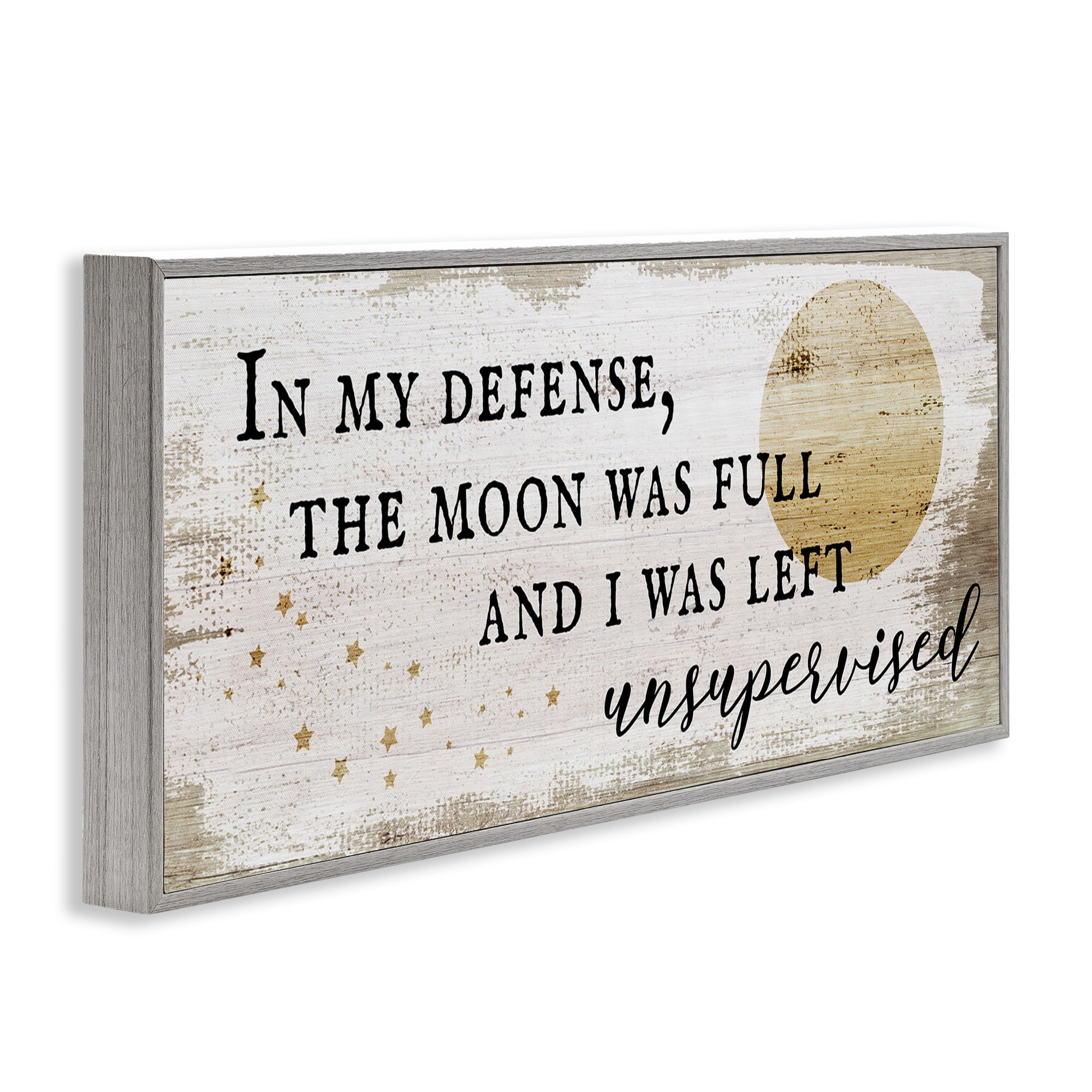 Stupell Industries Sassy Full Moon Halloween Charm Typography Painting Gray Framed Art Print Wall Art, 24 x 10