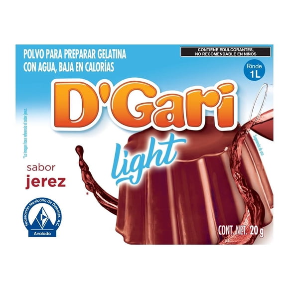Polvo para preparar gelatina D' Gari Sin Azúcar de agua sabor jerez 20 g