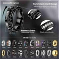 thumbnail image 2 of 20PCS Stainless Steel Band Rings for Men Women Stress Anxiety Relief Spinner Rings Black Cool Fidget Chain Ring Gold Square Wedding Promise Ring Size 7-13, 2 of 4