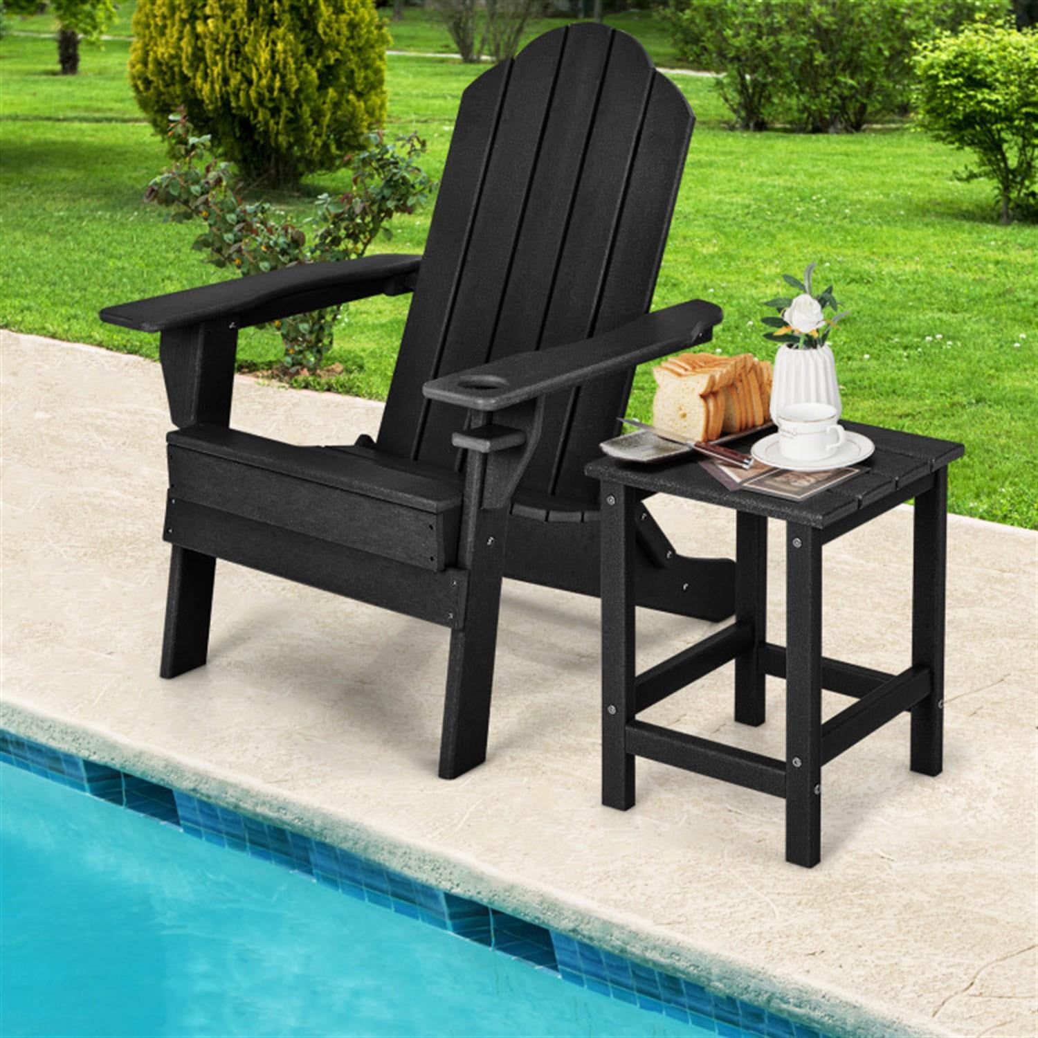 Demi Bonn 14" Square Weather-Resistant Adirondack Outdoor Side Table Set of 2, Small Outside End Table for Garden Yard Patio,door or Outdoor Use, Black