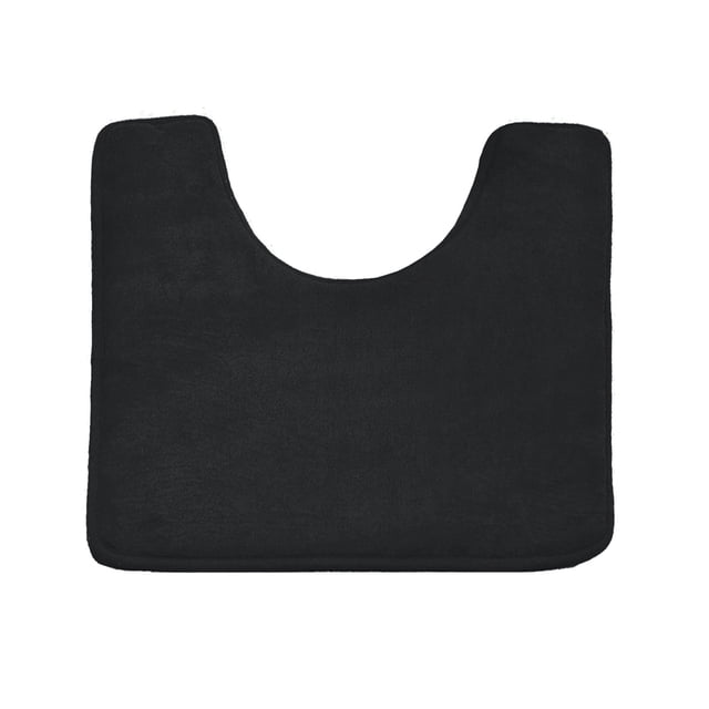 Clara Clark Bath Mat Bathroom Rug - Absorbent Memory Foam Bath Rugs - Non-Slip, Thick, Cozy Velvet Feel Microfiber Bathrug, Plush Shower, Toilet- Floor Bathmats Carpet - Black - Contour Size 24"x20"