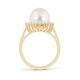 thumbnail image 2 of ANGARA Freshwater Cultured Pearl Ring with Floral Halo in 14K Yellow Gold for Women | June Birthstone, Birthday, Anniversary, Jewelry Gift for Women | Natural Pearl Ring, 2 of 8