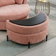 32.7" W Upholstered Half Crescent Moon Storage Bench Storage Ottoman