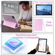 2 In 1 Android table 10 Inch With TabletS protective Case and Stylus Pen android 15 Tablet 5G WiFi-6 1280*800 full HD IPS display 6000mah 64GB ROM+12GB RAM (4+8 Virtual), 1024GB Expansion (Pink)