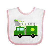 Inktastic St. Patricks Day Fire Truck in Green with Shamrocks Boys or Girls Baby Bib