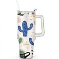 thumbnail image 2 of Cactus 40 Oz Tumbler with Handle Lid and Straw, Stainless Steel Double Walled Vacuum Insulated Cup, Cute Anniversary Wedding Birthday Gifts Tumbler for Women Men Friends Outdoor Indoor, 2 of 7