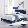 thumbnail image 3 of Tufted Platform Bed Frame, Twin Size, Velvet, Blue Navy, Modern Contemporary Urban Design, Bedroom Master Guest Suite, 3 of 8