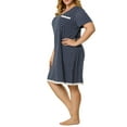 thumbnail image 4 of MODA NOVA Juniors Plus Size Nightgown Polka Dots V Neck Comfy Midi Sleepshirt, 4 of 6