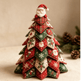 thumbnail image 2 of DIY Quilted Christmas Tree Kit – Handmade Fabric Holiday Tabletop Tree Decor, Vintage Plaid Snowflake Pattern Quilted Tree Sewing Project, 2 of 6