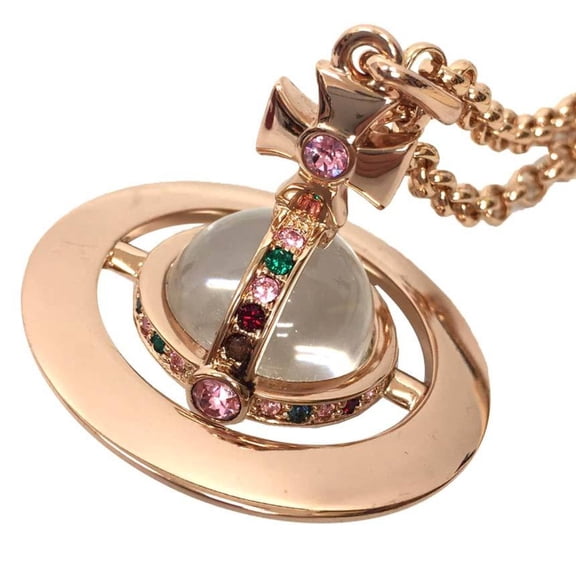 Pre-Owned Vivienne Westwood SMALL ORB pendant necklace in pink gold and rose with a... (Good)