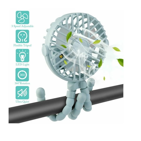 

Bincy 360 Rotating Clip-On Desk Fan USB Portable Octopus Feet Fan with Adjustable 3 Speeds Flexible Tripod Mini Fan for Baby Stroller Blue