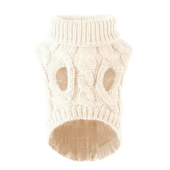 TELOLY 1Pcs Dog Sweater,Polyester Dog Sweaters for Medium Dogs Boy,Kitten Clothes,White,M