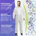 thumbnail image 4 of White Disposable Coveralls, Liquid Proof SMS 60 GSM Hazmat Suit, Large, 4 of 8