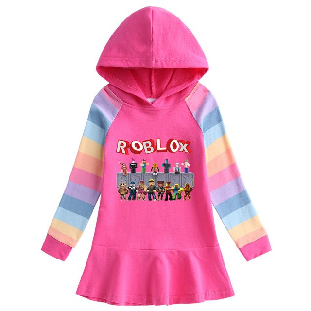 Roblox vestido de algodón con capucha para niña, suéter de manga larga con dibujos animados, regalo de cumpleaños, otoño