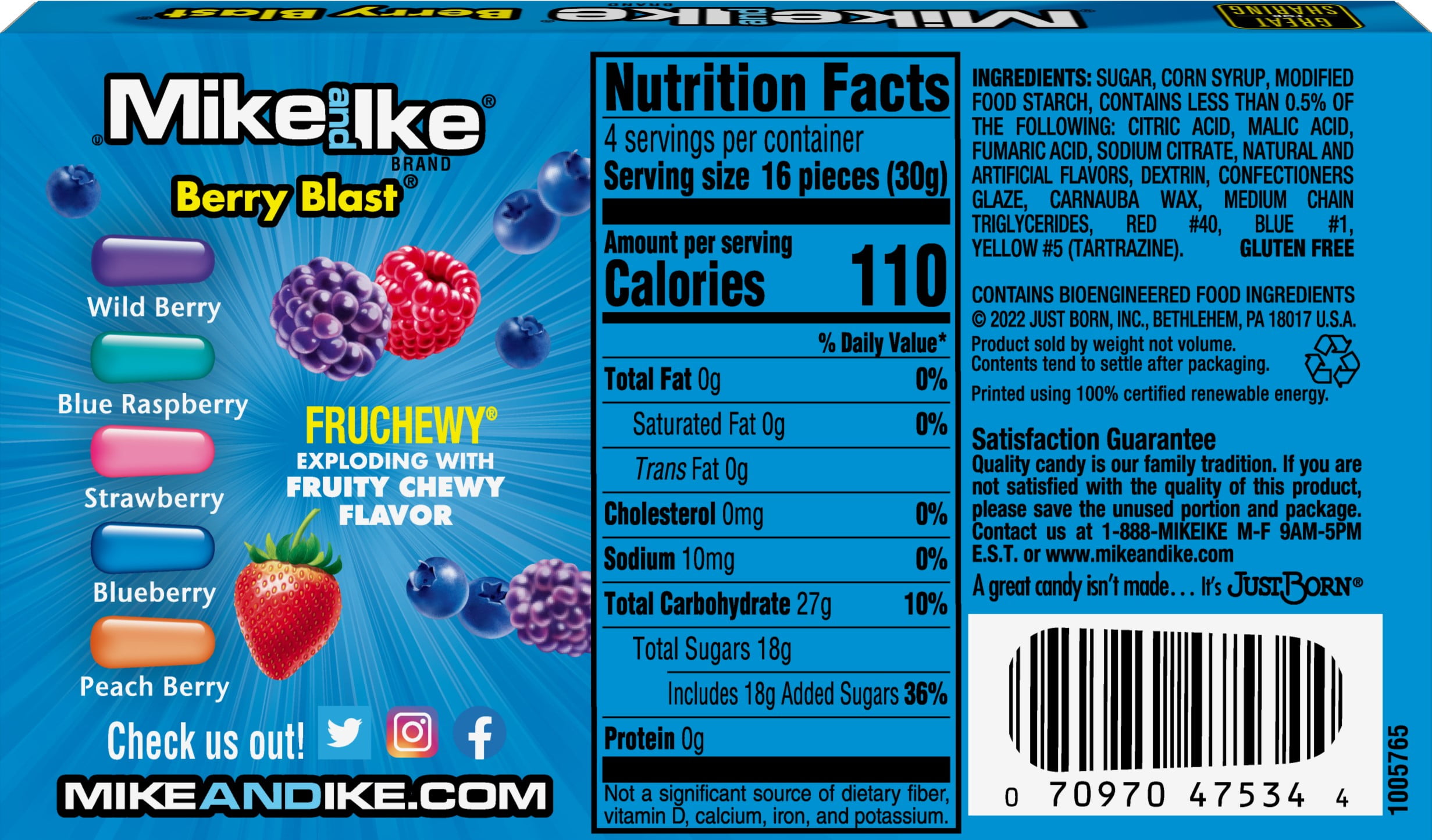 Mike and Ike Berry Blast Chewy Candy, 4.25 Ounce Theater Box, 1 Count