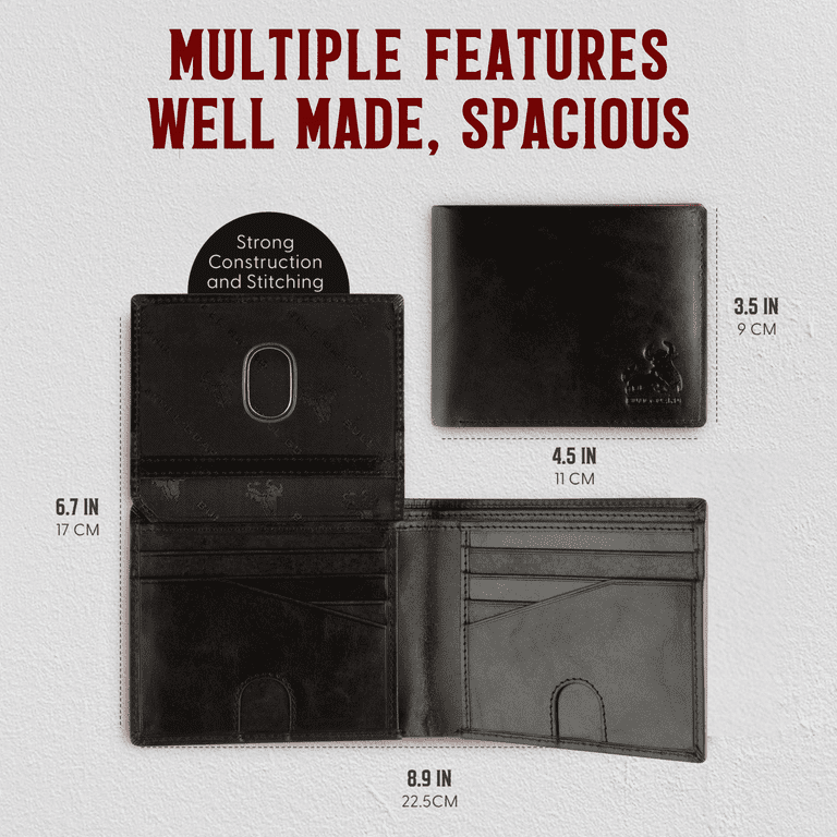 Bull Guard Mens RFID Blocking Bifold Wallet, Black photo 5