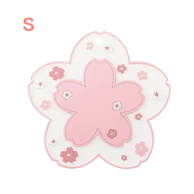 Inteprter 1 Uds. Taza de aislamiento térmico de flor de cerezo de estilo japonés, alfombrilla para taza de té, taza antideslizante para té de la leche, Mostrada Rosado S Inteprter HA002613-01