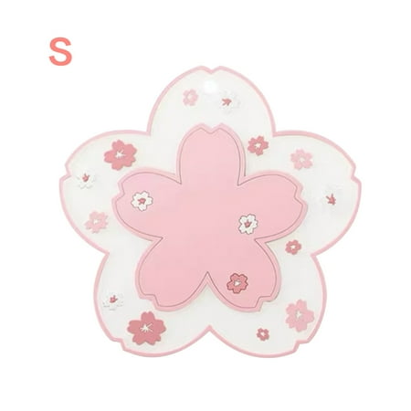 

ZHENYEMEI Cup Pad PVC Flower Teacup Holder Mat Anti-Slip Drink Coaster Heat-Resist Placemat Table Cushion Pink Small