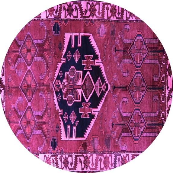 Ahgly Company Indoor Round Persian Purple Traditional Area Rugs, 3' Round