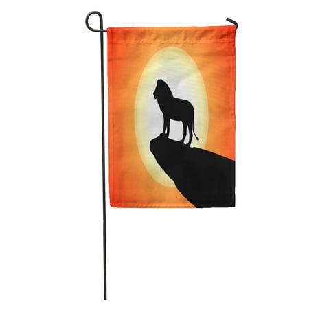 SIDONKU Black Silhouette Lion on Rock Cliff Side View Profile Garden Flag Decorative Flag House Banner 28x40 inch