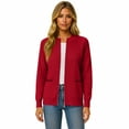 thumbnail image 4 of Stichou Women's Zip Up Knit Cardigan Lightweight Long Sleeve Stand Collar Sweater Outwear Coat with Pockets Red 2XL, 4 of 7