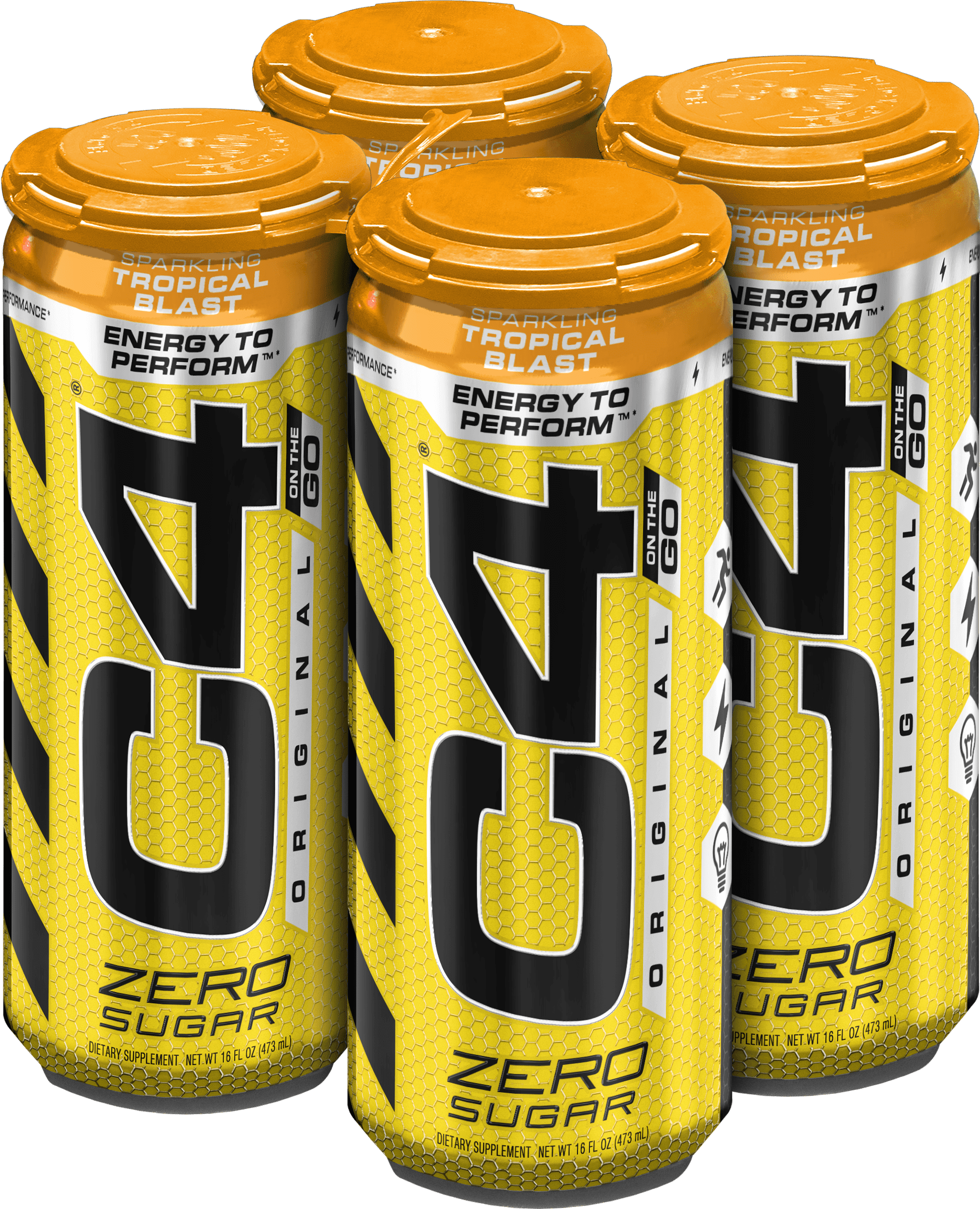 C4 Original Carbonated Pre Workout Drink 4 16oz Cans Tropical Blast 