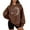 #0503-Brown, variant on Uootdi Game Day Long Sleeve Sweatshirts for Women Football Season Graphic Sweatshirt Round Gift Neck Loose Pullover Tops Trendy Outfits
